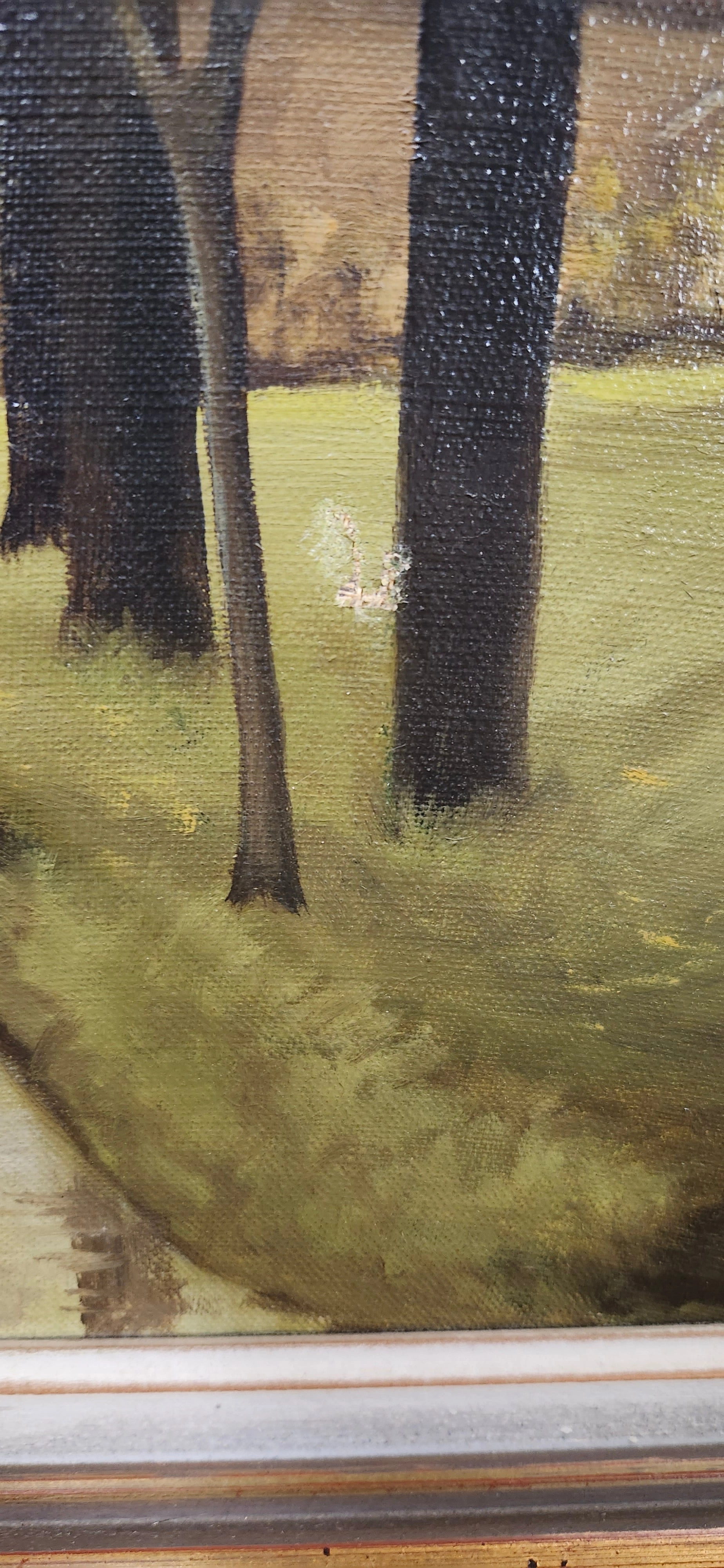 AUTUMN FARM LANDSCAPE OIL PAINTING ON CANVAS AS FOUND