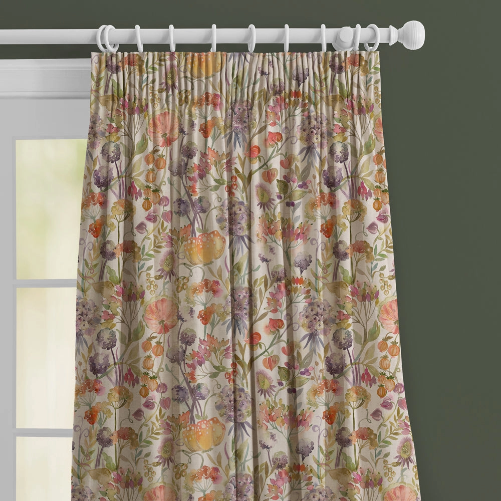 Autumn Floral Printed Made to Measure Curtains Linen