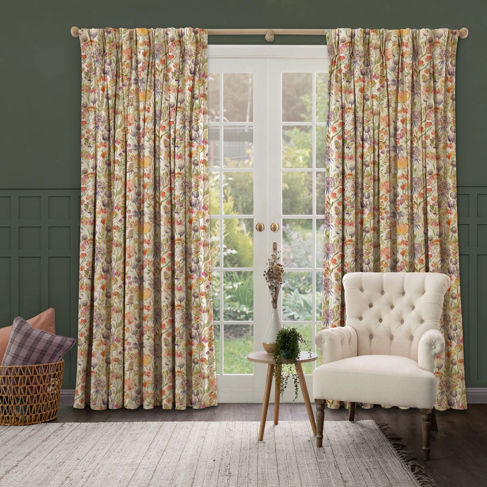 Autumn Floral Printed Made to Measure Curtains Linen
