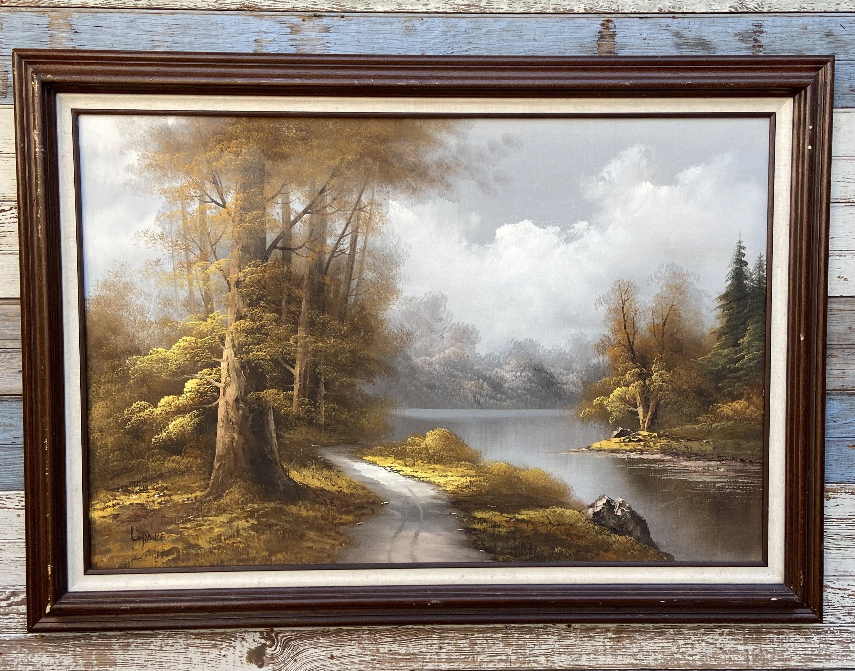 AUTUMN TREES ON A LAKE OIL PAINTING classic mural painting