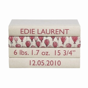 Baby Girl Birth Announcement Decorative Book Set home display ornament