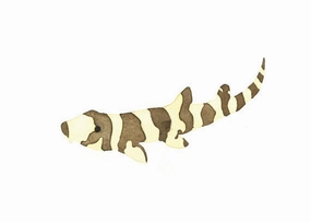 Banded Cat Shark Watercolor Print 5" x 7" framed wall decor