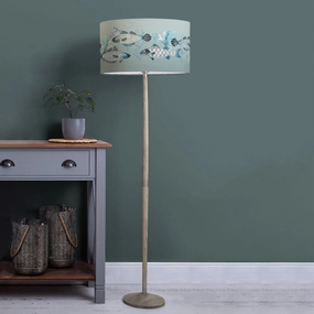 Barbeau Eva & Solensis Complete Floor Lamp Grey/Seafoam patterned fashion rug  