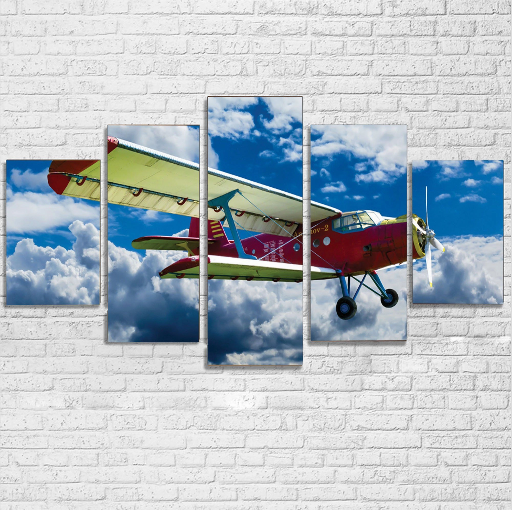 Beautiful Clouds & Antonov-2 Printed Multiple Canvas Poster canvas mural art