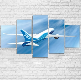 Beautiful Painting of Boeing 787 Dreamliner Printed Multiple Canvas Poster canvas mural art