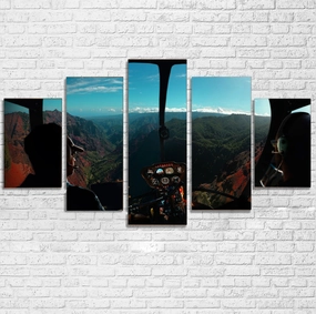 Beautiful Scenary Through Helicopter Cockpit Printed Multiple Canvas Poster canvas mural art