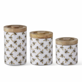 Bee Enameled Wood Containers ( Multiple Sizes ) interior room decor