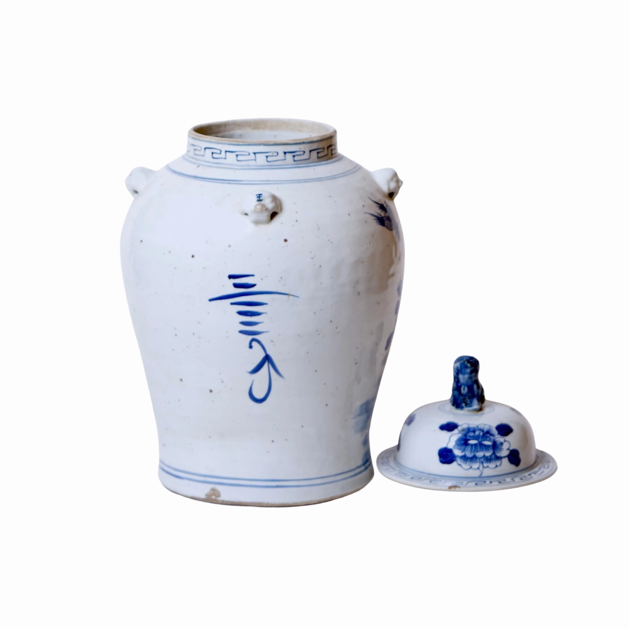 Bird and Flower Blue and White Porcelain Temple Jar