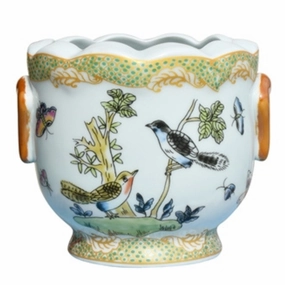 Bird and Flower Porcelain Cachepot home display ornament