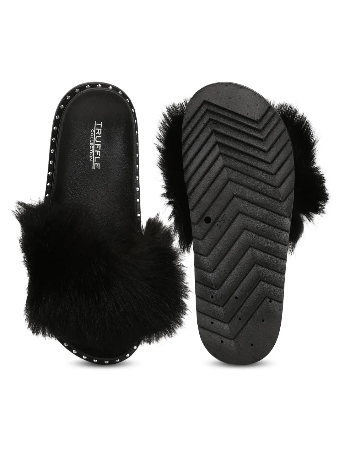 Schwarze Nietenbesetzte Slip-On Flats