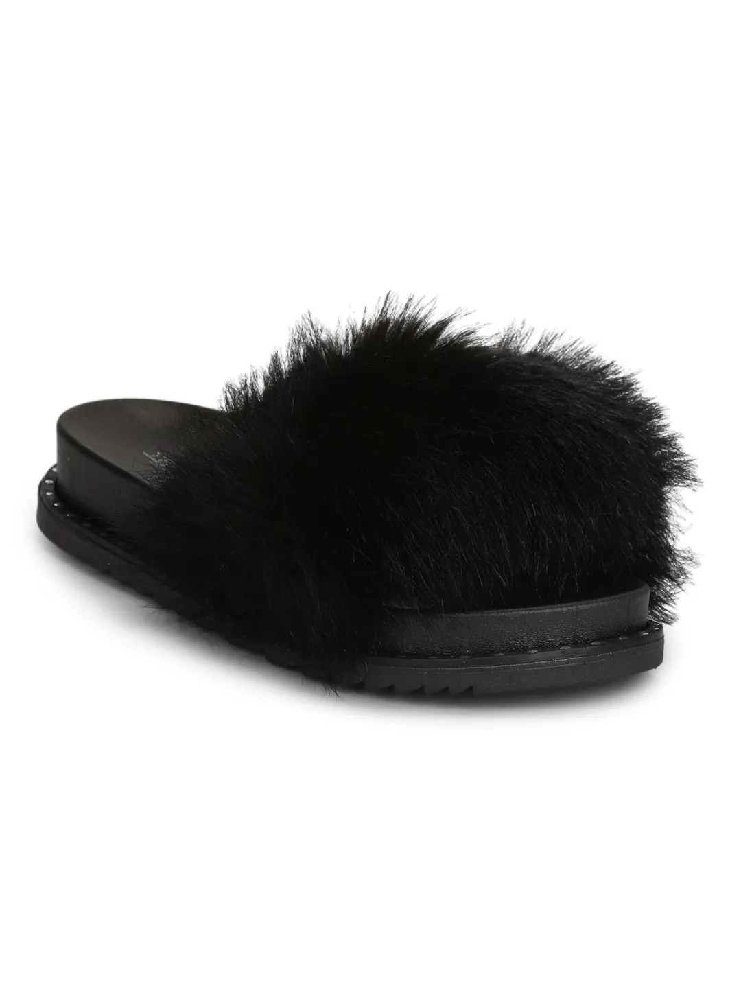 Schwarze Nietenbesetzte Slip-On Flats
