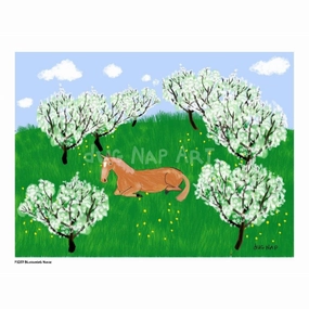 Blossoming Horse Art Print (8.5"x11") framed wall decor