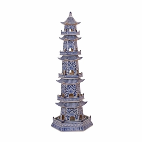 Blue & White Porcelain 5 Tier Decorative Pagoda Statue home display ornament