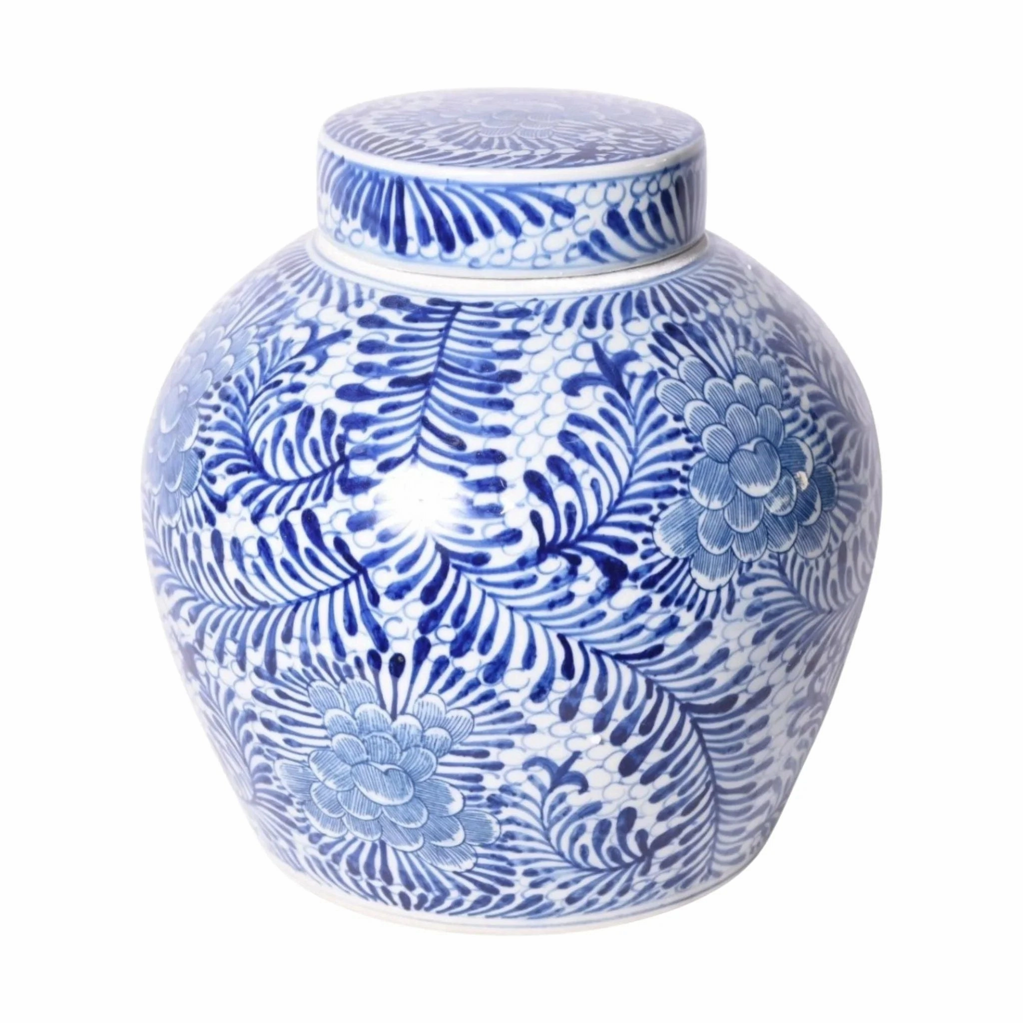 Blue And White Blooming Flowers Porcelain Ancestor Jar home display ornament