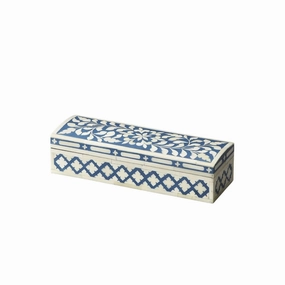 Blue and White Bone Inlay Mosaic Floral Pattern Decorative Storage Box home display ornament