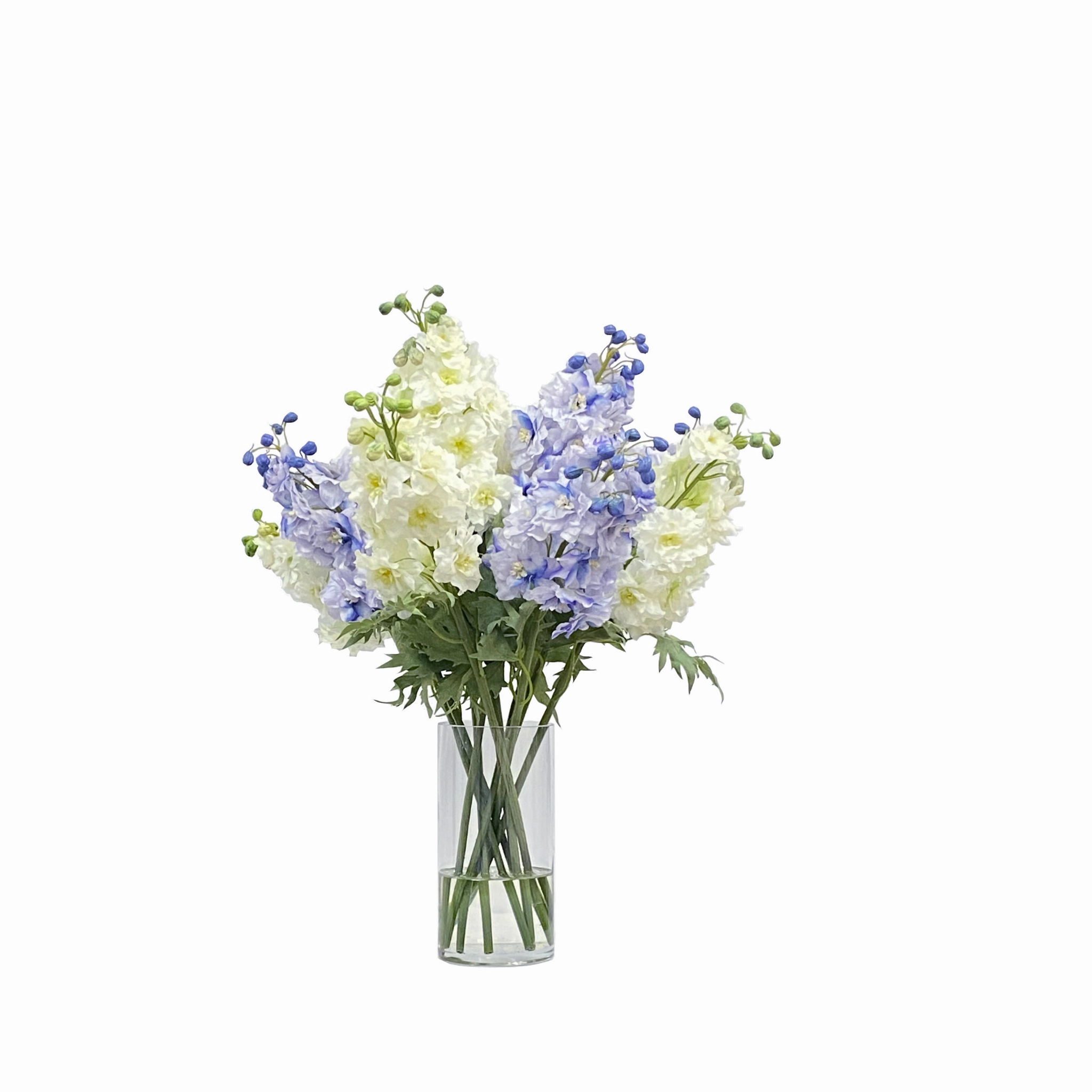 Blue and White Delphinium in Tall Vase 28" home display ornament