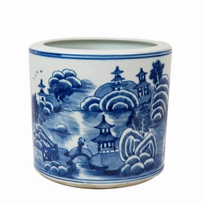 Blue and White Mountain Pagoda Orchid Porcelain Pot home display ornament