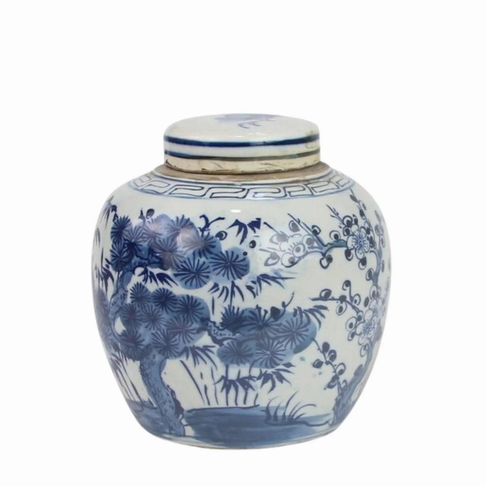 Blue And White Pine Tree Mini Jar