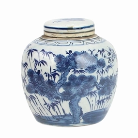 Blue And White Pine Tree Mini Jar home display ornament