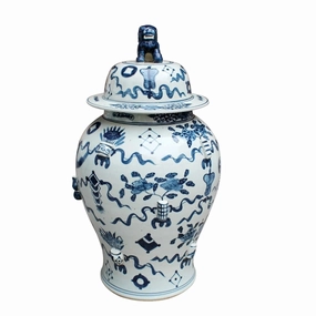 Blue and White Porcelain Antique Symbol Temple Jar home display ornament