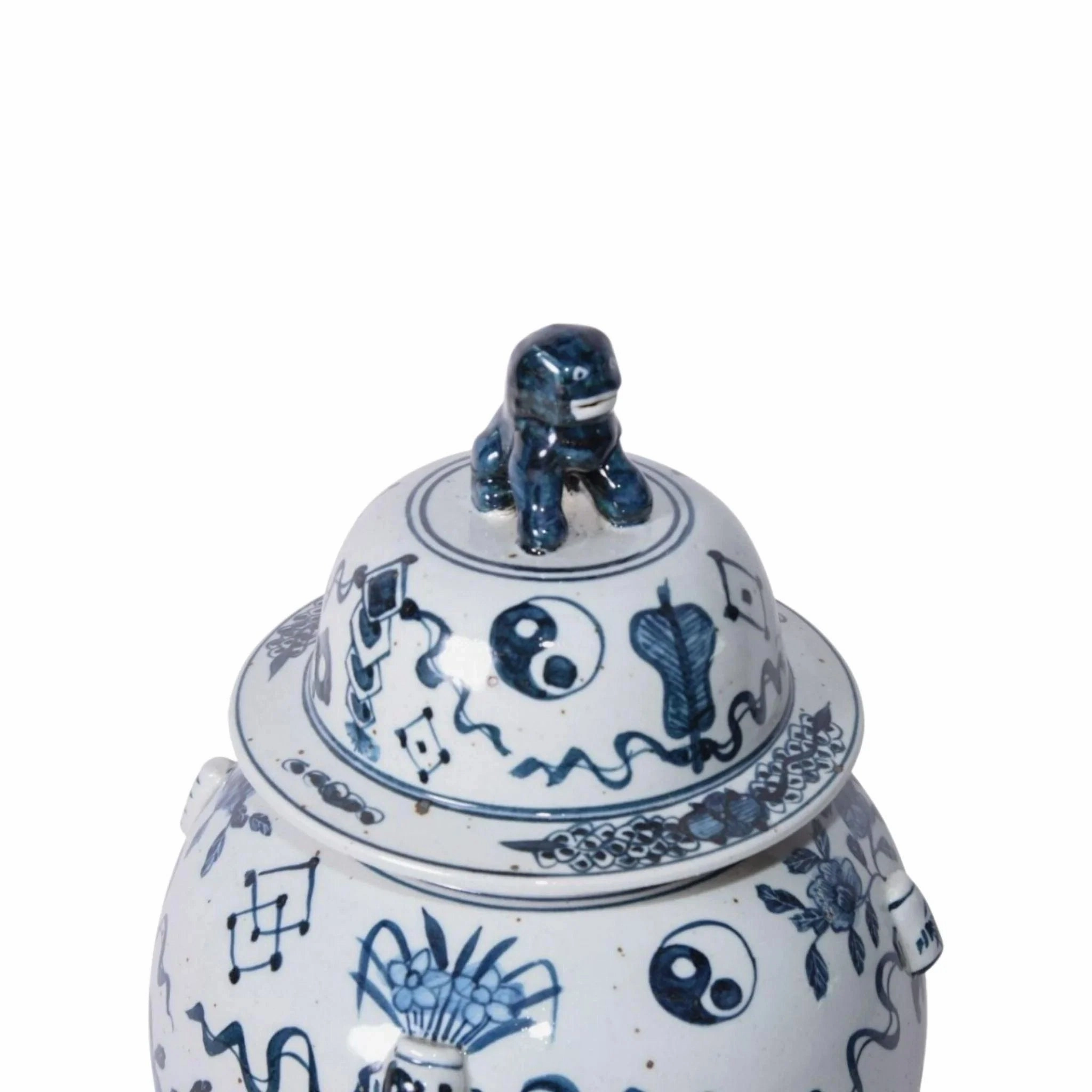 Blue and White Porcelain Antique Symbol Temple Jar