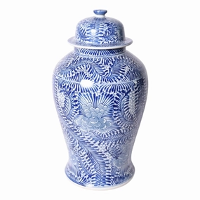Blue and White Porcelain Blooming Flowers Temple Jar home display ornament