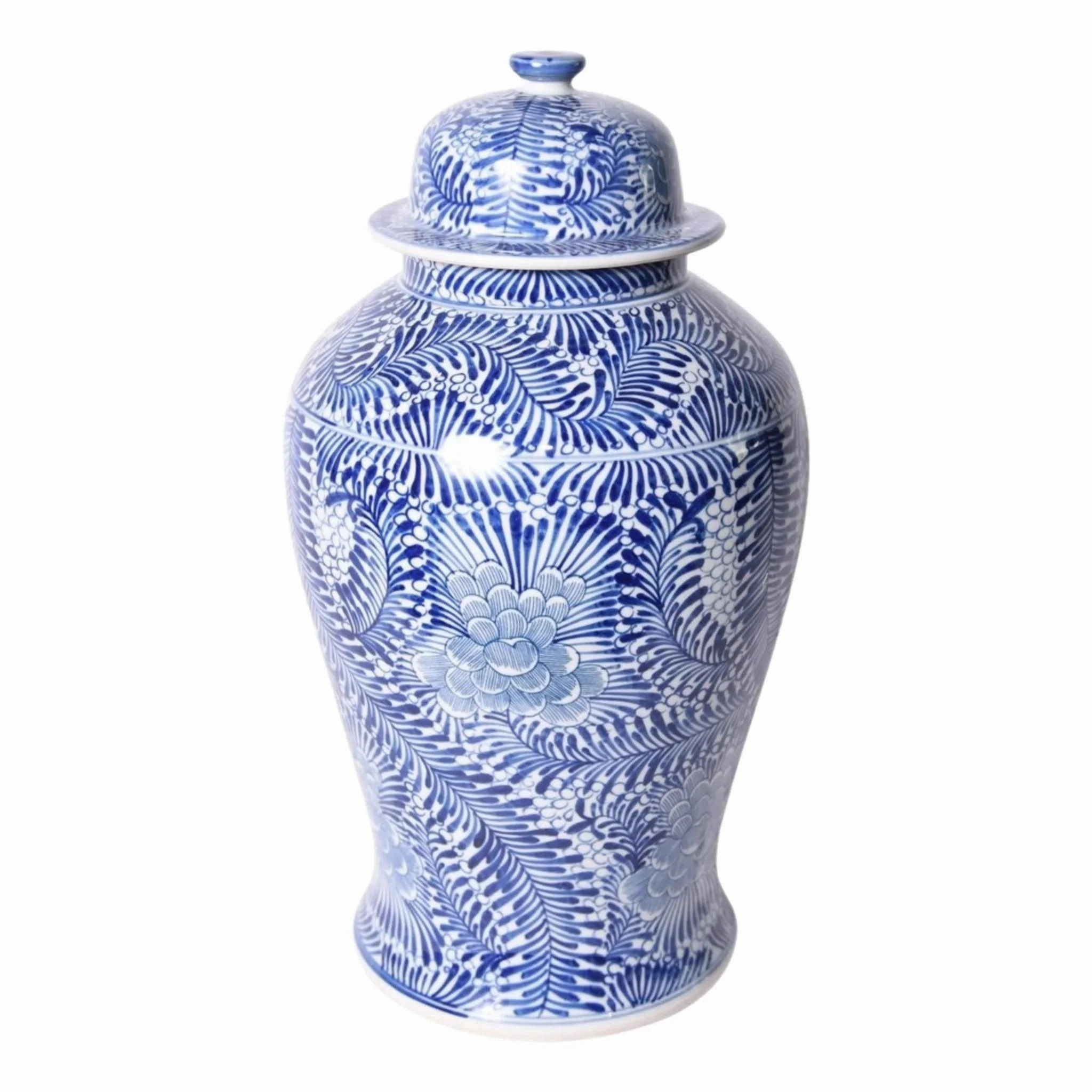 Blue and White Porcelain Blooming Flowers Temple Jar home display ornament
