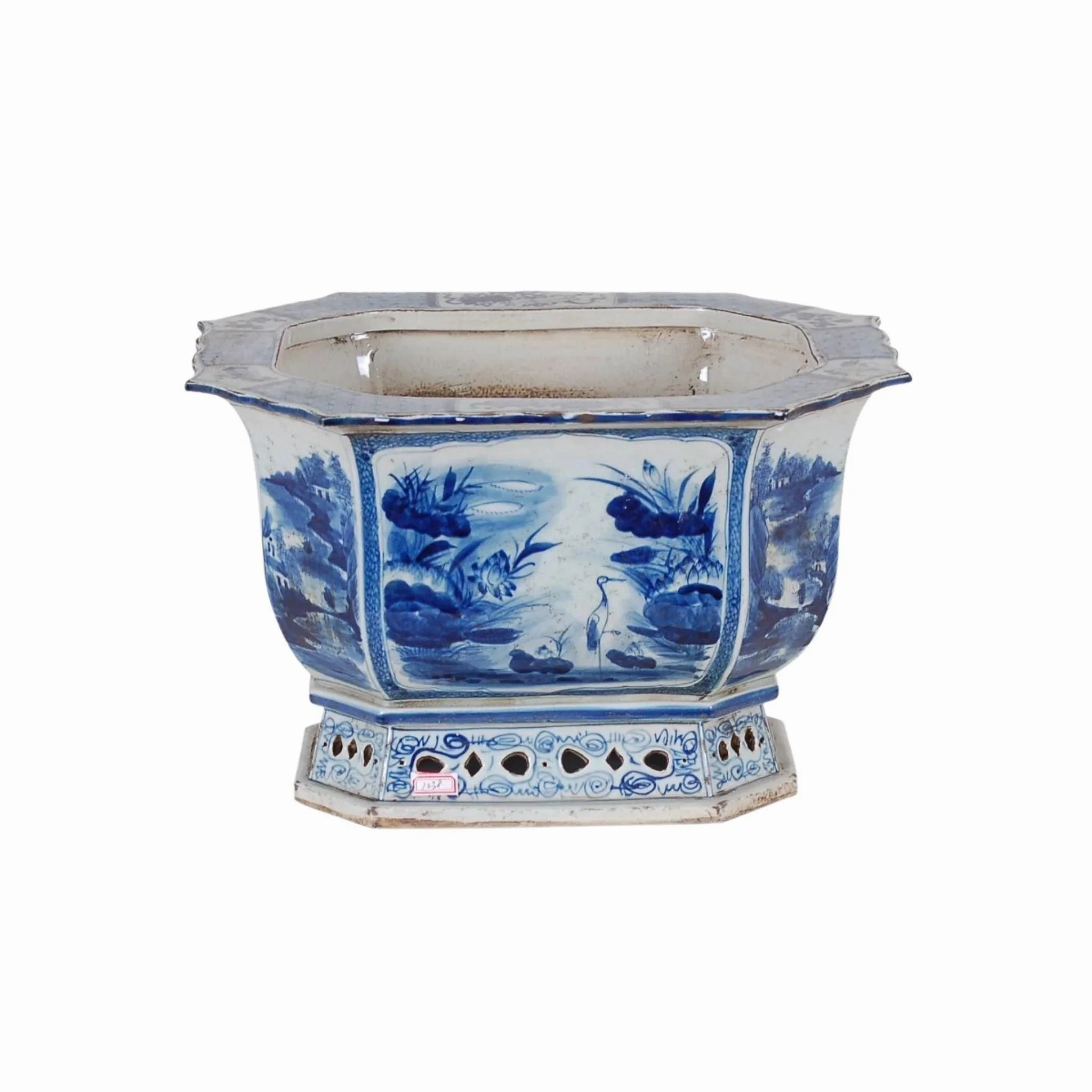 Blue and White Porcelain Canton Design Planter home display ornament