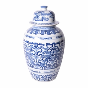 Blue and White Porcelain Dragon Ginger Jar home display ornament