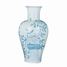 Blue And White Porcelain Fairy Vase Pheasant Flower Motif home display ornament