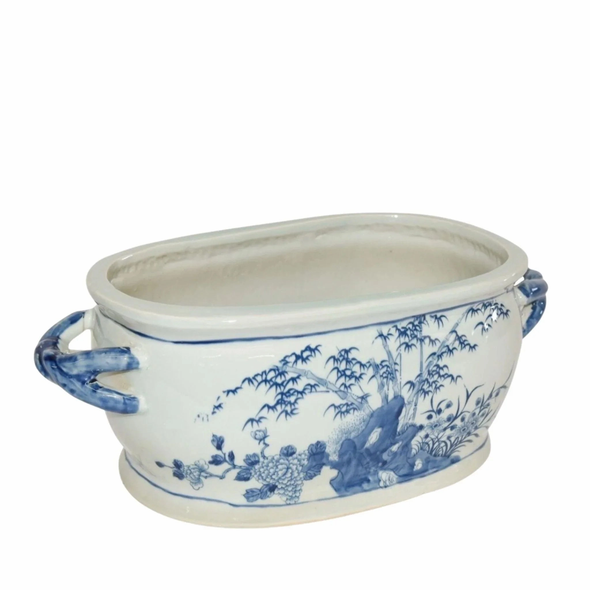Blue And White Porcelain Four Season Foot Bath Planter