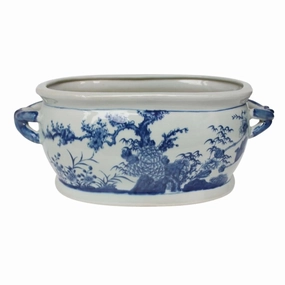 Blue And White Porcelain Four Season Foot Bath Planter home display ornament