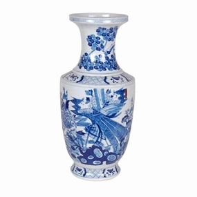 Blue and White Porcelain Peacock Vase home display ornament