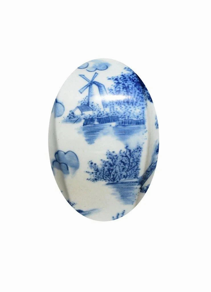 Blue and White Porcelain Rectangle Jar with Lid