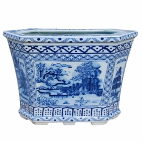 Blue and White Porcelain Six Sided Cachepot home display ornament