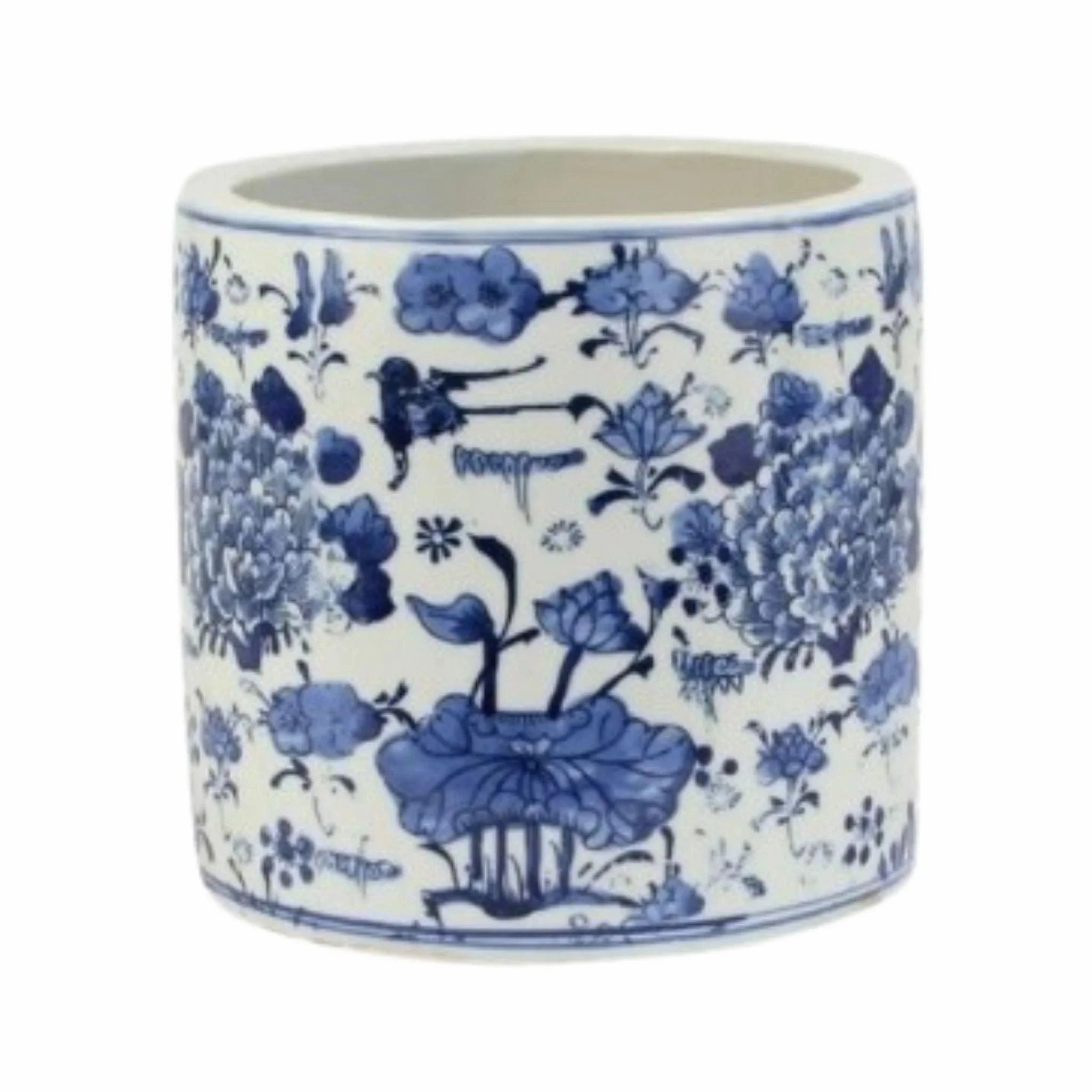 Blue And White Porcelain Swallow Flower Motif Orchid Pot home display ornament
