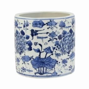 Blue And White Porcelain Swallow Flower Motif Orchid Pot home display ornament