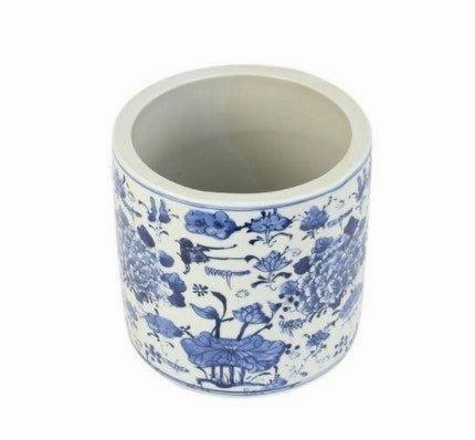 Blue And White Porcelain Swallow Flower Motif Orchid Pot