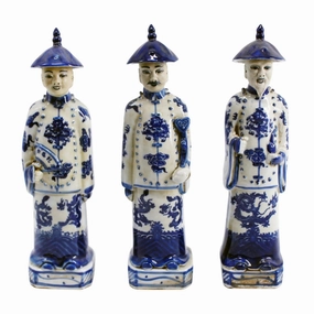 Blue and White Standing Qing Porcelain Emperors home display ornament