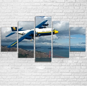 Blue Angels & Bridge Printed Multiple Canvas Poster canvas mural art