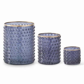 Blue Dot Embossed Containers w/Gold Painted Rim ( Multiple Sizes ) interior room decor