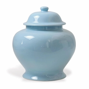 Blue Glaze Short Porcelain Lidded Ginger Jar home display ornament