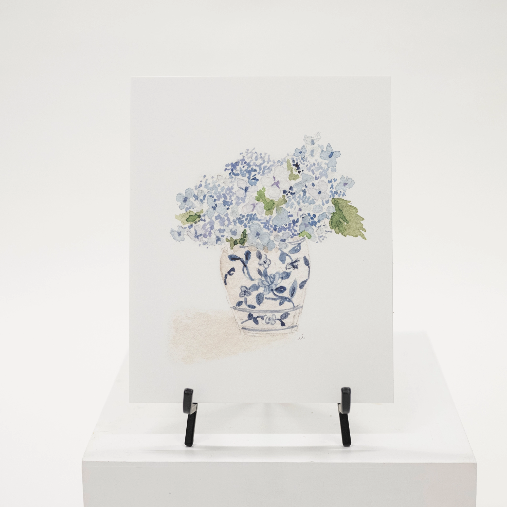 Blue Hydrangeas Watercolor Art Print (By Emily Lex) framed wall decor