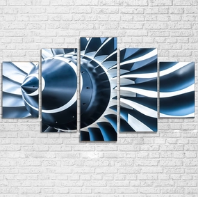 Blue Toned Super Jet Engine Blades Closeup Printed Multiple Canvas Poster canvas mural art