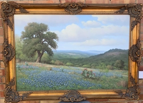 BLUEBONNET LANDSCAPE OIL PAINTING BY DON WARREN classic mural painting