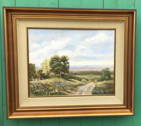 BLUEBONNET OIL PAINTING BY SYLVIA DINSMORE classic mural painting