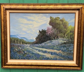 BLUEBONNET ROAD OIL PAINTING BY INA WOOD classic mural painting