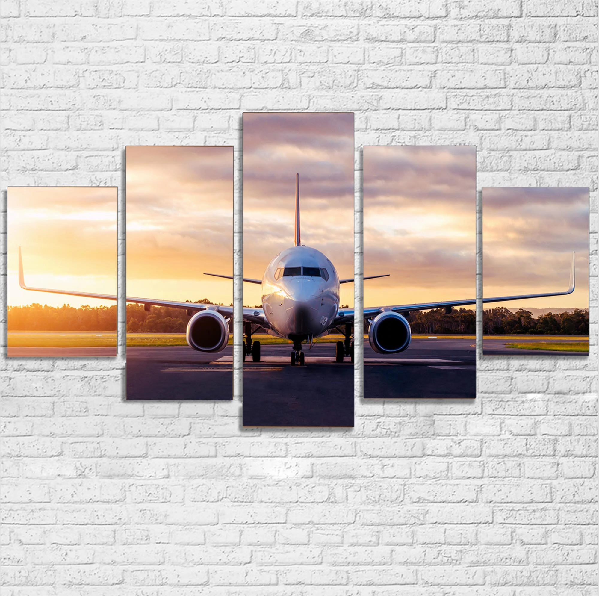 Boeing 737-800 During Sunset Printed Canvas Poster canvas mural art