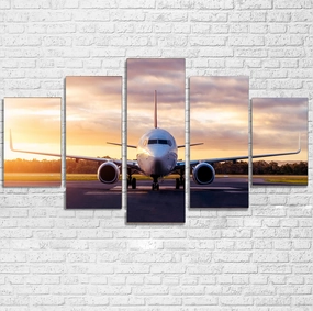 Boeing 737-800 During Sunset Printed Canvas Poster canvas mural art