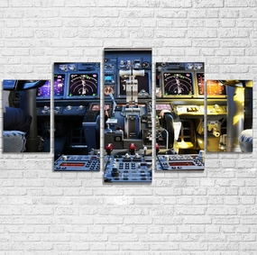 Boeing 737 Cockpit Printed Multiple Canvas Poster canvas mural art